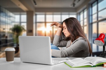 Business woman in depression and stress work at office