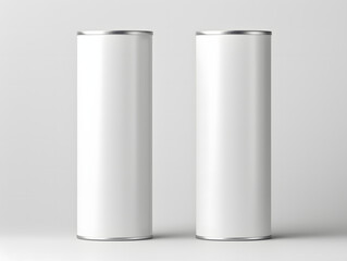 3D white blank two paper tube tin can mockup