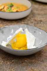 mango sorbet ,serving dessert, 