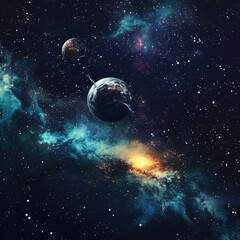 Obraz na płótnie Canvas Deep space and solar system background.