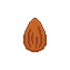 pixel almond nut icon.  Vector pixel art almond nut 8 bit for game  logo template 