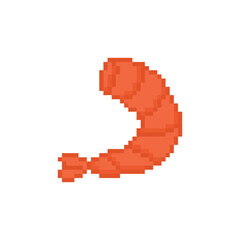 pixel Shrimp icon.  Vector pixel art Shrimp 8 bit for game  logo template 