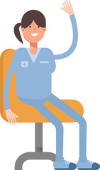 Nurse Character Sitting on Chair
