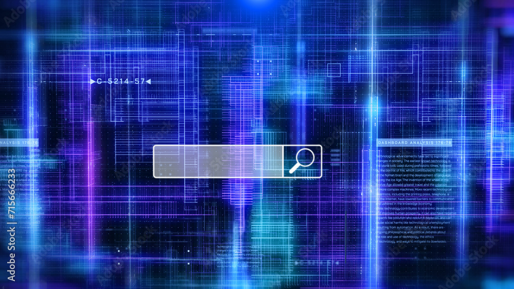 Aufkleber AI technology power search engine button optimization. Digital data command prompt for article automatic generator illustration concept.