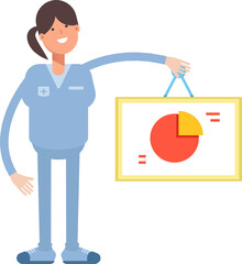 Nurse Character Holding Pie Chart Signage
