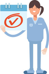 Nurse Character and Check Mark Sign
