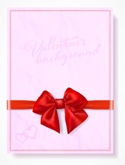 Valentines pink paper background with red bow and place for your text