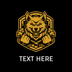 Obraz premium angry wolf vector illustration, icon, mascot logo on black background