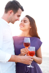 Happy couple in love at the summer picnic