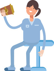 Nurse Character Drinking Coffee
