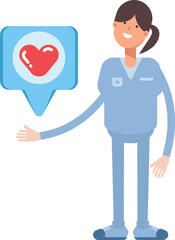 Nurse Character and Heart Message
