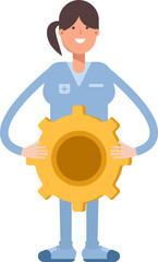 Nurse Character Holding Gear
