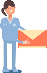 Nurse Character Holding Mail
