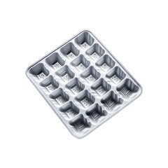 Empty Clear Plastic Ice Cube Tray Isolated on White Background