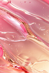 Gleaming pink cosmetic gel texture, ideal for beauty ads, skincare branding, or as a vibrant background in health and wellness design projects. Close up view. Vertical backdrop.