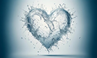 a heart shape made of water splashing background
