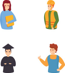 Career icons set cartoon vector. People various profession and occupation. Profession and specialization