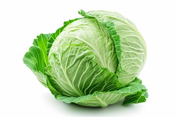 Obraz premium Cabbage isolated on a white background, clipping path, full depth of field