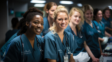 Women doctors smiling together in the hospital