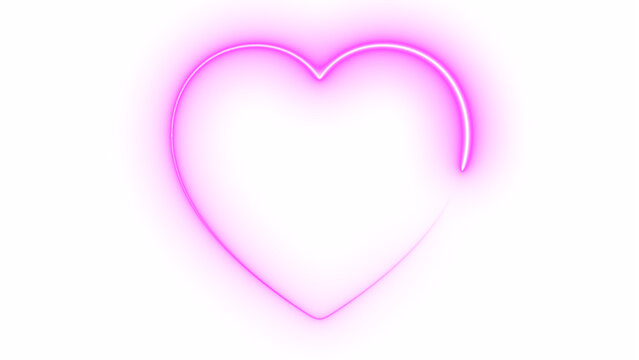 Abstract heart neon glowing line frame, animated moving led light screen box projection 3d rendering, empty space valentine day presentation design background, futuristic love laser sprectrum backdrop