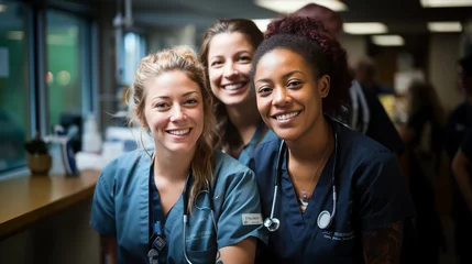 Fotobehang Women doctors smiling together in the hospital © Laura