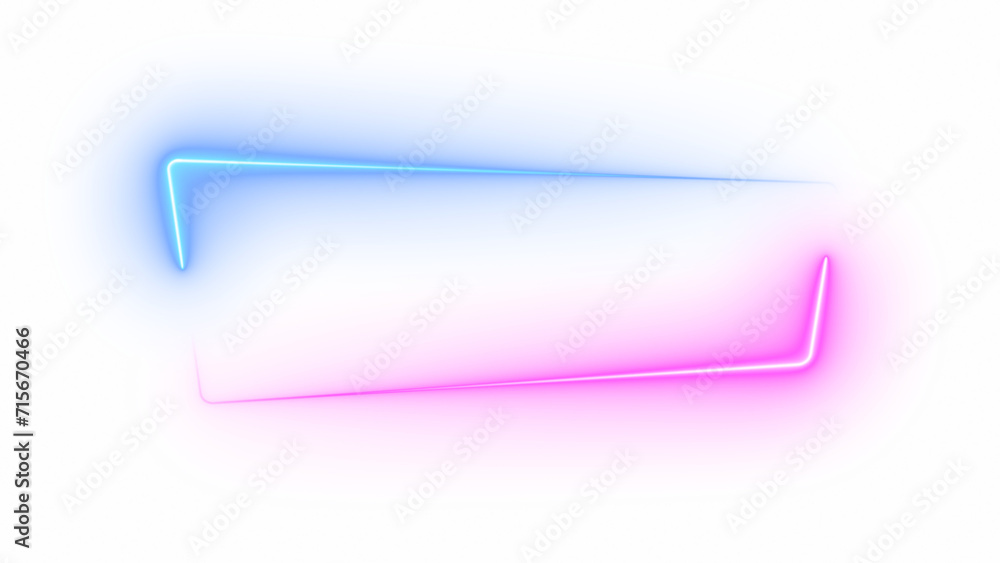 Aufkleber abstract blue pink neon glowing line frame, animated moving led light screen box projection 3d rende