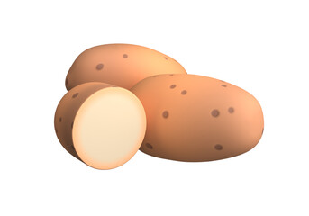 3d potato. Isolated on white background. 3d rendering