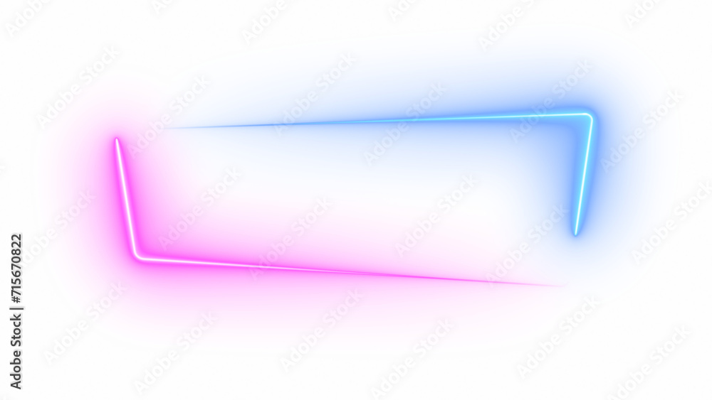 Aufkleber abstract blue pink neon glowing line frame, animated moving led light screen box projection 3d rende