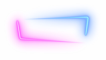 Abstract blue pink neon glowing line frame, animated moving led light screen box projection 3d rendering, empty space border presentation design background, futuristic laser sprectrum backdrop - 715670822