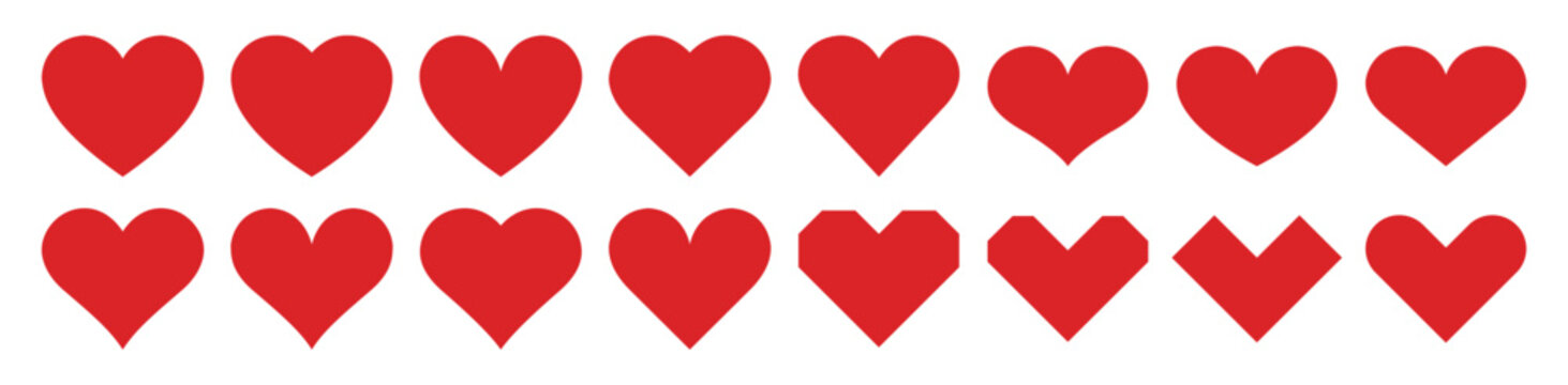 Simple heart vector icon set