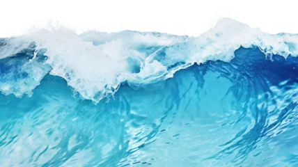 Foto op Canvas Big ocean blue wave with foam on a cut out PNG transparent background © Ivan Guia
