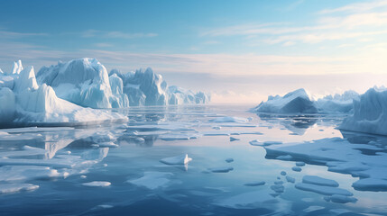 Fototapeta na wymiar melting polar ice sheets in the Arctic