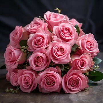 pink roses bouquet HD 8K wallpaper Stock Photographic Image.