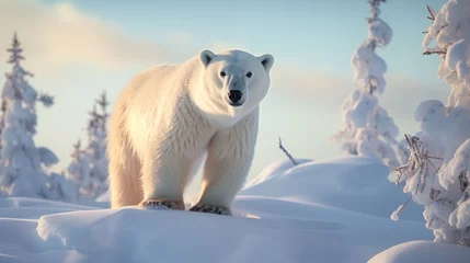 Foto op Plexiglas Close-up of polar bear at Tundra in winter © The Origin 33