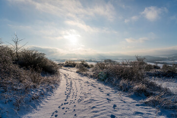 Fototapeta na wymiar landscape with snow and sky