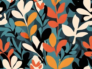 seamless floral background with leaves