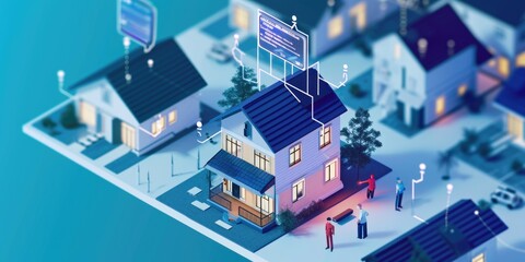 A house surrounded by a lot of connected devices. Find your next home with an Artificial Intelligent, AI assistant.