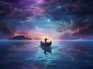 Fisherman in the ocean