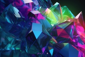 Abstract colorful crystal background with vibrant hues and geometric shapes.