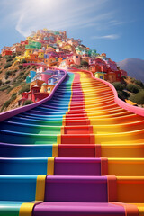 Fototapeta na wymiar Rainbow landscape created with Generative Ai