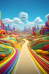 Schilderijen op glas Rainbow landscape created with Generative Ai © Maria