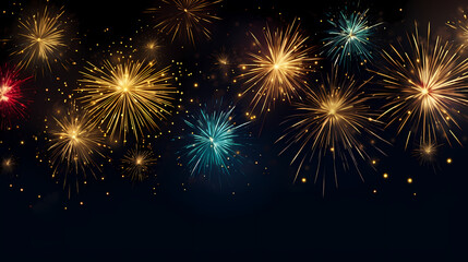Naklejka premium Beautiful creative holiday background with fireworks and sparkles