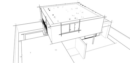 house building sketch architecture 3d illustration