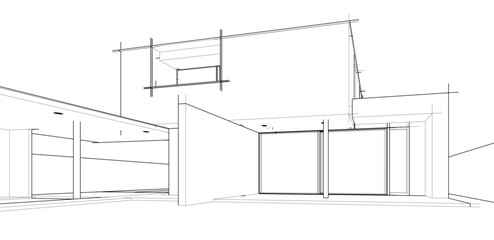 house building sketch architecture 3d illustration