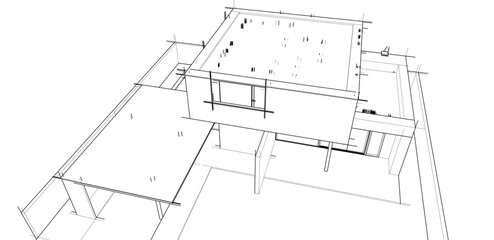 house building sketch architecture 3d illustration