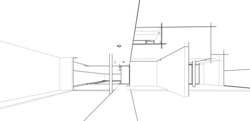 house building sketch architecture 3d illustration