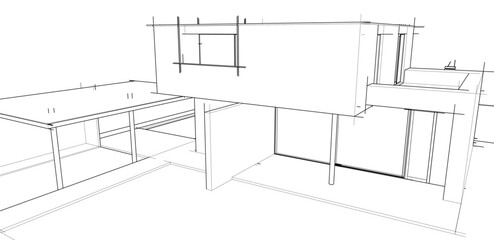 house building sketch architecture 3d illustration