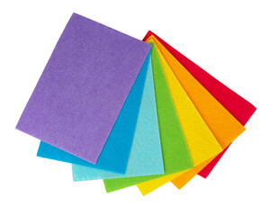 Rainbow felt decorative sheets isolated on the white background