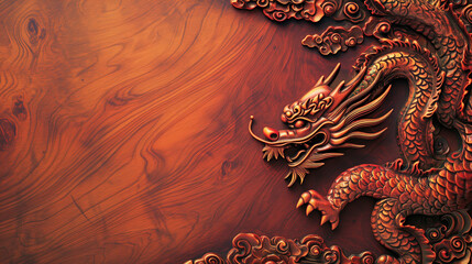A chinese new year card, wooden dragon