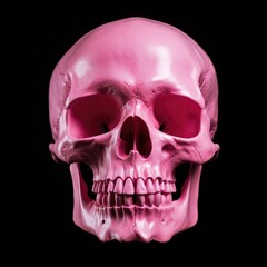 Pink skull isolated on black